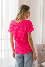 Bright pink Sew In Love bubble textured round neck short sleeve t-shirt