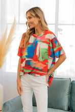 Woman in Sew In Love classic round neck short sleeve t-shirt and white pants