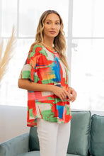 Sew In Love full size round neck short sleeve t-shirt with colorful abstract paint strokes