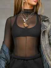 Sheer Black Mesh Long Sleeve Top with Bra