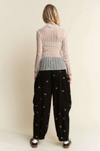 Sheer Mesh Long Sleeve Turtle Neck Top for Women