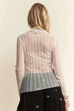 Sheer Mesh Long Sleeve Turtle Neck Top for Women