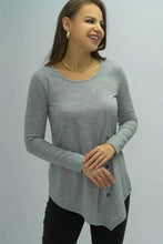 Shiny Buttoned Long Sleeve Round Neck Tee Woman T Shirts