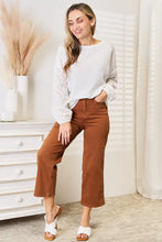 Shiny Eyelet Dropped Shoulder Round Neck Blouse Woman Blouses