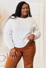 Shiny Eyelet Dropped Shoulder Round Neck Blouse Woman Blouses