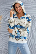 Shiny Geometric Half Zip Drawstring Long Sleeve Hoodie Woman Sweatshirts