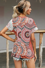 Shiny Printed Round Neck Short Sleeve Tee Woman T Shirts