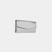 Shiny Silver Leather Clutch Wallet in PU Leather