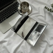 Shiny Silver Leather Clutch Wallet in PU Leather Wallets