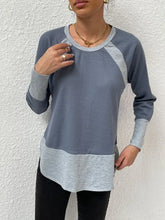 Shiny Waffle-Knit Round Neck Raglan Sleeve Tee Woman T Shirts