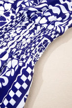 Shirred Waist V Neck Sleeveless Floral Print Midi Dress Woman Casual Dress