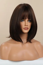 Short brown bob synthetic wig with bangs, cap included