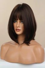 Short brown bob synthetic wig with bangs, cap included