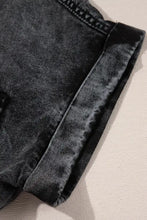 Short Sleeve Flap Pocket Button Up Raw Hem Denim Shirt Woman Denim Tops