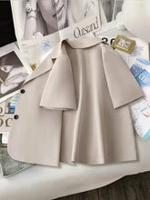 Short Sleeve Lapel Collar Solid Blazer Woman Outerwear