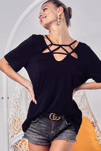 Silky Knit Black Cut-Out Blouse for Women BLACK