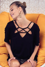 Silky Knit Black Cut-Out Blouse for Women