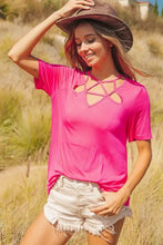 Silky Knit Pink Cut-Out Top with Front Detail for Women Woman T Shirts