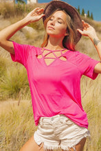 Silky Knit Pink Cut-Out Top with Front Detail for Women