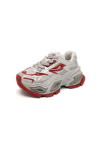 Silver and Red Chunky Athletic Sneakers for Women Red