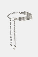 Silver bead heart charm belt with dangling charms