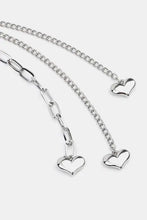 Silver bead heart charm belt with dangling heart necklace