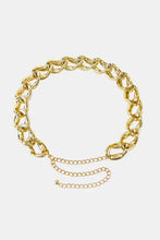 Gold chunky chain belt with adjustable lobster clasp and teardrop links