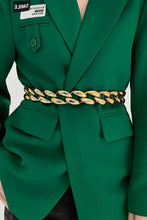 Shiny gold acrylic curb chain belt with adjustable lobster clasp and teardrop links