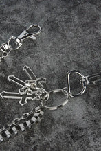 Silver cross waist chain keychain with checkered pattern