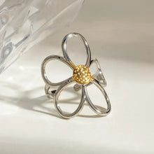 Flower Ring Silver and 18k Gold-Plated Stainless Steel Jewelry Fashion Jewelry