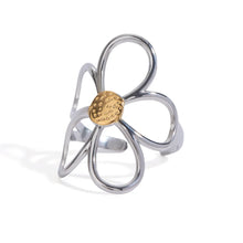 Flower Ring Silver and 18k Gold-Plated Stainless Steel Jewelry
