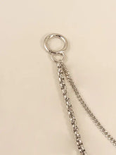 Silver metal chain belt with interlocking rings and O-ring carabiner clip
