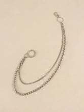 Silver metal chain belt with lobster clasp and loop closure