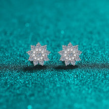 Sparkling silver moissanite zircon stud earrings in starburst design