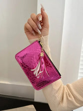 Silver Snakeskin Coin Purse with Tassel and PU Leather Material Wallets