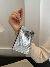 Silver Snakeskin Coin Purse with Tassel and PU Leather Material