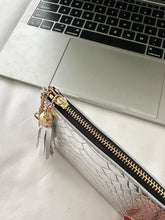 Silver Snakeskin Coin Purse with Tassel and PU Leather Material