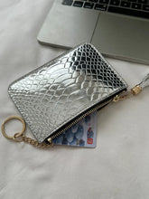 Silver Snakeskin Coin Purse with Tassel and PU Leather Material