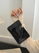 Silver Snakeskin Coin Purse with Tassel and PU Leather Material Wallets