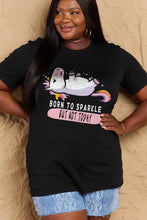 Simply Love short sleeve black unicorn t-shirt with Born to Sparkle but not today design