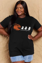 Simply Love graphic cotton short sleeve t-shirt with black ghost Halloween design