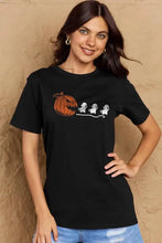 Simply Love short sleeve graphic cotton Halloween t-shirt with black pumpkin ghost design
