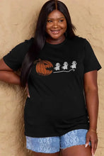Simply Love graphic cotton short sleeve Halloween t-shirt with black pumpkin ghost design, plus size