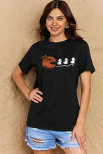 Simply Love dark grey short sleeve graphic cotton Halloween t-shirt with pumpkin and ghost design