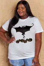 Simply Love Full Size Bat & Pumpkin Graphic Cotton T-Shirt Woman T Shirts