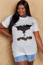 Simply Love Full Size Bat & Pumpkin Graphic Cotton T-Shirt Woman T Shirts