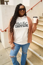 Simply Love Full Size BUT FIRST CHAMPAGNE Round Neck T-Shirt Woman T Shirts