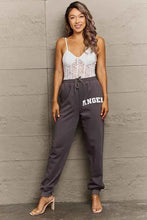Women’s white lace camisole with drawstring angel graphic long sweatpants