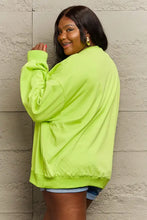 Lime green oversized drop shoulder graphic sweatshirt in full size