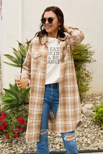 Simply Love full size Eat Drink & Be Thankful long-sleeved plaid shirt
